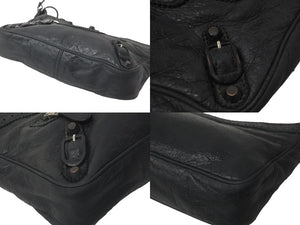 BALENCIAGA バレンシアガ ショルダーバッグ ザヒップ 245080 レザー スタッズ ブラック シルバー金具 良品 中古 58187