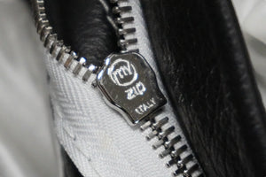 730LA レザーパンツ ベルト金具 ブラック ホワイトステッチ シルバー金具 イタリア製 サイズ34 美品 中古 58196