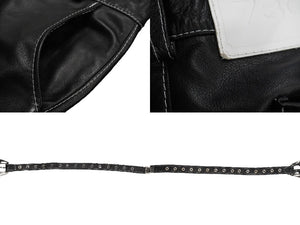 730LA レザーパンツ ベルト金具 ブラック ホワイトステッチ シルバー金具 イタリア製 サイズ34 美品 中古 58196