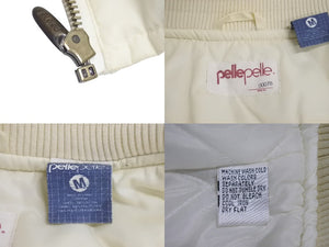 pellepelle ペレペレ レザージャケット サイズM 刺繍デザイン アイボリー ホワイト ヴィンテージ 美品 中古 4c057721
