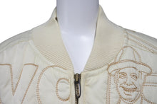 Load image into Gallery viewer, pellepelle ペレペレ レザージャケット サイズM 刺繍デザイン アイボリー ホワイト ヴィンテージ 美品 中古 4c057721