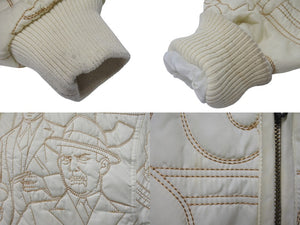 pellepelle ペレペレ レザージャケット サイズM 刺繍デザイン アイボリー ホワイト ヴィンテージ 美品 中古 4c057721