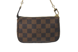 極美品 LOUIS VUITTON ルイヴィトン アクセサリーポーチ ミニポシェットアクセソワール Ｔ＆Ｂ ダミエ エベヌ N58011 中古 58293