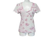 Load image into Gallery viewer, Christian Dior クリスチャンディオール 半袖Ｔシャツ トロッター 花柄 Vネック 5P16155953 コットン ピンク 40 美品 中古 58299
