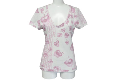 Christian Dior クリスチャンディオール 半袖Ｔシャツ トロッター 花柄 Vネック 5P16155953 コットン ピンク 40 美品 中古 58299