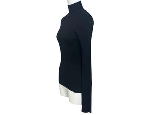 極美品 MaxMara マックスマーラ ハイネック ニット 長袖トップス 2313662333 6 70 ウール ポリエステル ブラック サイズS 中古 4b005830