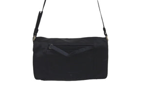 PRADA プラダ サテン ワンショルダーバッグ ブラック ロゴ 肩掛け 黒色 シルバー金具 中古 58315