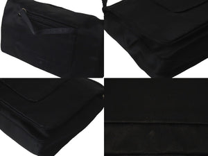 PRADA プラダ サテン ワンショルダーバッグ ブラック ロゴ 肩掛け 黒色 シルバー金具 中古 58315