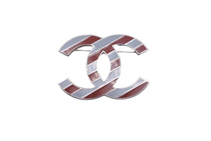 CHANEL シャネル ブローチ ココマーク ボーダー 16S刻印 2016 ハイサマーコレクション レッド ブルー シルバー 20g 美品 中古 58321