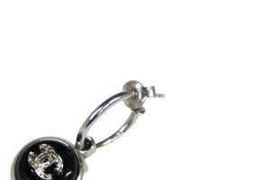 CHANEL シャネル フープピアス スタッドピアス ココマーク 00A刻印 2000年 秋 ブラック シルバー金具 3g 美品 中古 58322