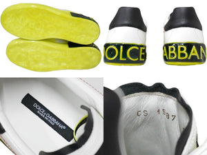 極美品 DOLCE&GABBANA ドルチェアンドガッバーナ ローカットスニーカー ホワイト グリーン サイズ9 中古 58364