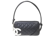 Load image into Gallery viewer, CHANEL シャネル ポーチ ハンドバッグ カンボンライン ココマーク 9番台 ココマーク ブラック ホワイト 美品 中古 58396