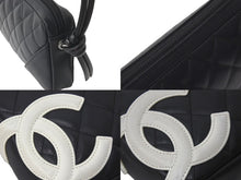 Load image into Gallery viewer, CHANEL シャネル ポーチ ハンドバッグ カンボンライン ココマーク 9番台 ココマーク ブラック ホワイト 美品 中古 58396