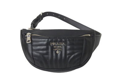 極美品 PRADA プラダ IMPUNTURE ウエストバッグ NERO ボディバッグ 1BL008-2D91-F0002 ブラック ロゴ 中古 58415