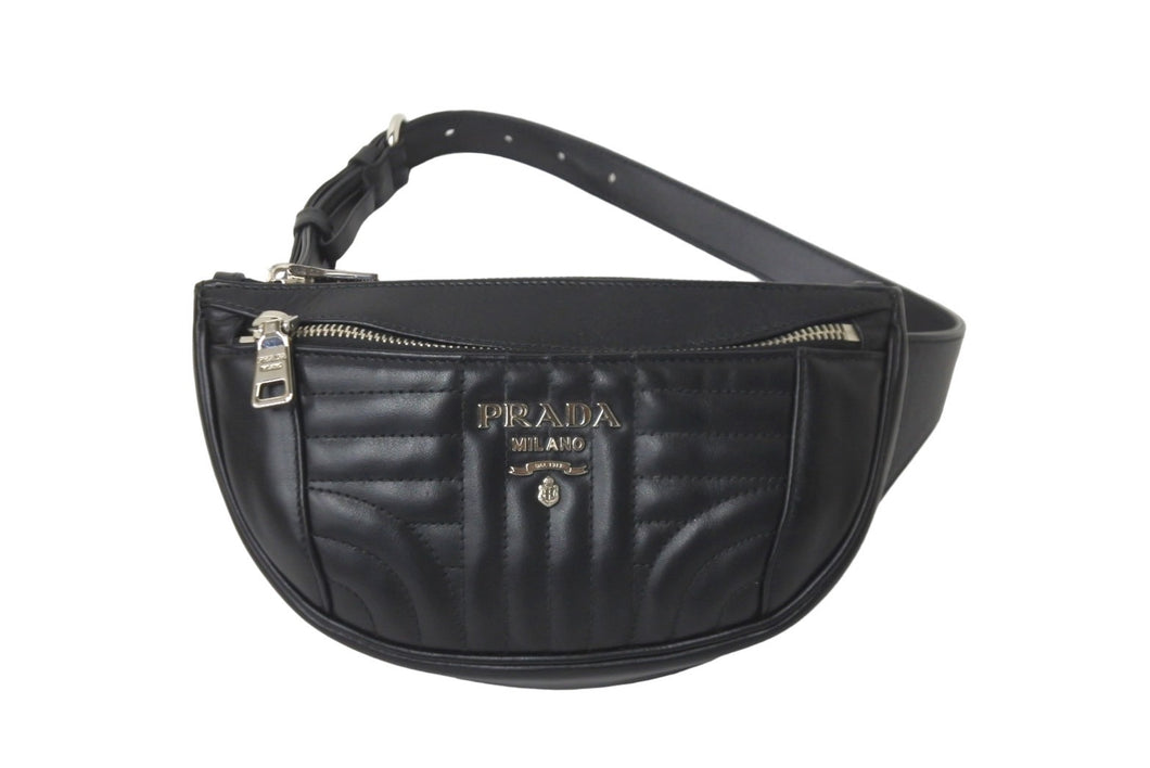極美品 PRADA プラダ IMPUNTURE ウエストバッグ NERO ボディバッグ 1BL008-2D91-F0002 ブラック ロゴ 中古 58415