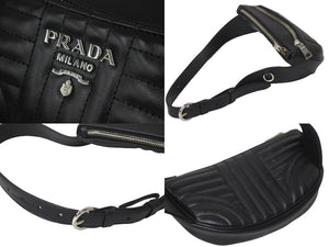 極美品 PRADA プラダ IMPUNTURE ウエストバッグ NERO ボディバッグ 1BL008-2D91-F0002 ブラック ロゴ 中古 58415