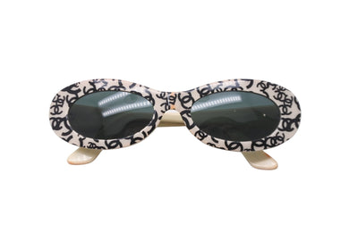 CHANEL シャネル ヴィンテージ サングラス ココマーク 18136 C0200 ホワイト ブラック 良品 中古 58423