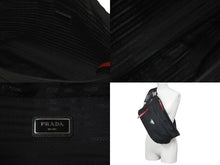 Load image into Gallery viewer, PRADA プラダ ウエストバッグ ボディバッグ スタッズ 三角プレート ブラック ナイロン 1BL014 シルバー金具 美品 中古 58427