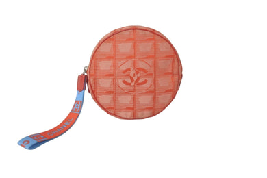 CHANEL シャネル ポーチ ニュートラベルライン ココマーク 7番台 レッド ナイロン シルバー金具 美品 中古 58436