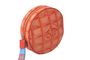 CHANEL シャネル ポーチ ニュートラベルライン ココマーク 7番台 レッド ナイロン シルバー金具 美品 中古 58436