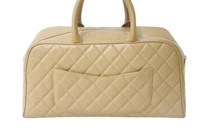 極美品 CHANEL シャネル マトラッセ ボウリングバッグ 8番台 ココマーク キャビアスキン ベージュ ゴールド金具 中古 58439