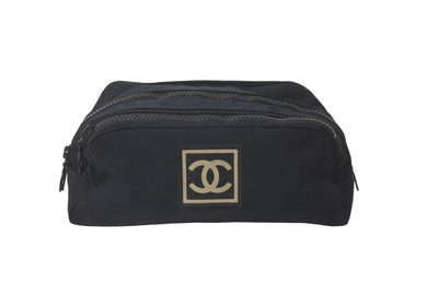 CHANEL シャネル ポーチ スポーツライン ココマーク 7番台 ブラック ナイロン ブラック金具 美品 中古 58482