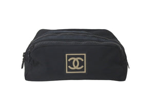 CHANEL シャネル ポーチ スポーツライン ココマーク 7番台 ブラック ナイロン ブラック金具 美品 中古 58482