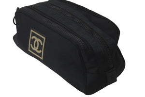 CHANEL シャネル ポーチ スポーツライン ココマーク 7番台 ブラック ナイロン ブラック金具 美品 中古 58482
