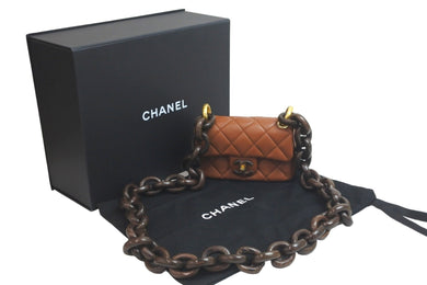 未使用 CHANEL シャネル ショルダーバッグ ミニマトラッセ ウッド チェーン ミニ フラップ 23AW ゴールド金具 中古 58495