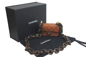 未使用 CHANEL シャネル ショルダーバッグ ミニマトラッセ ウッド チェーン ミニ フラップ 23AW ゴールド金具 中古 58495