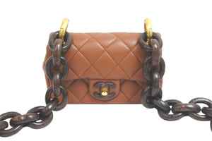 未使用 CHANEL シャネル ショルダーバッグ ミニマトラッセ ウッド チェーン ミニ フラップ 23AW ゴールド金具 中古 58495