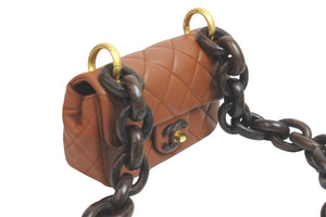 未使用 CHANEL シャネル ショルダーバッグ ミニマトラッセ ウッド チェーン ミニ フラップ 23AW ゴールド金具 中古 58495