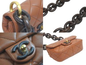 未使用 CHANEL シャネル ショルダーバッグ ミニマトラッセ ウッド チェーン ミニ フラップ 23AW ゴールド金具 中古 58495