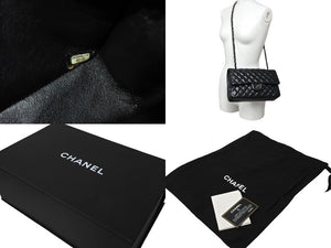 極美品 CHANEL シャネル Wフラップ 25cm ショルダーバッグ キャビアスキン 21番台 ブラック ブラック金具 中古 65850