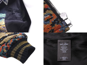 極美品 SAINT LAURENT サンローラン ブルゾン ムーンゾン テディ ブルゾン 刺繍 16SS 9644 Y565K シルバー金具 中古 58503 