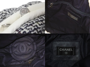 CHANEL シャネル ココマーク リュック ドゥドーヌ 26番台 A91933 ナイロン ツイード ホワイト シルバー金具 良品 中古 58515