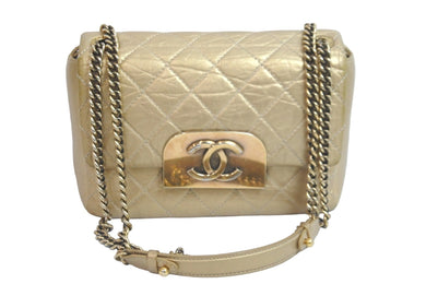 CHANEL シャネル チェーンショルダーバッグ マトラッセ ゴールド 17番台 ココマーク レザー 良品 中古 58516