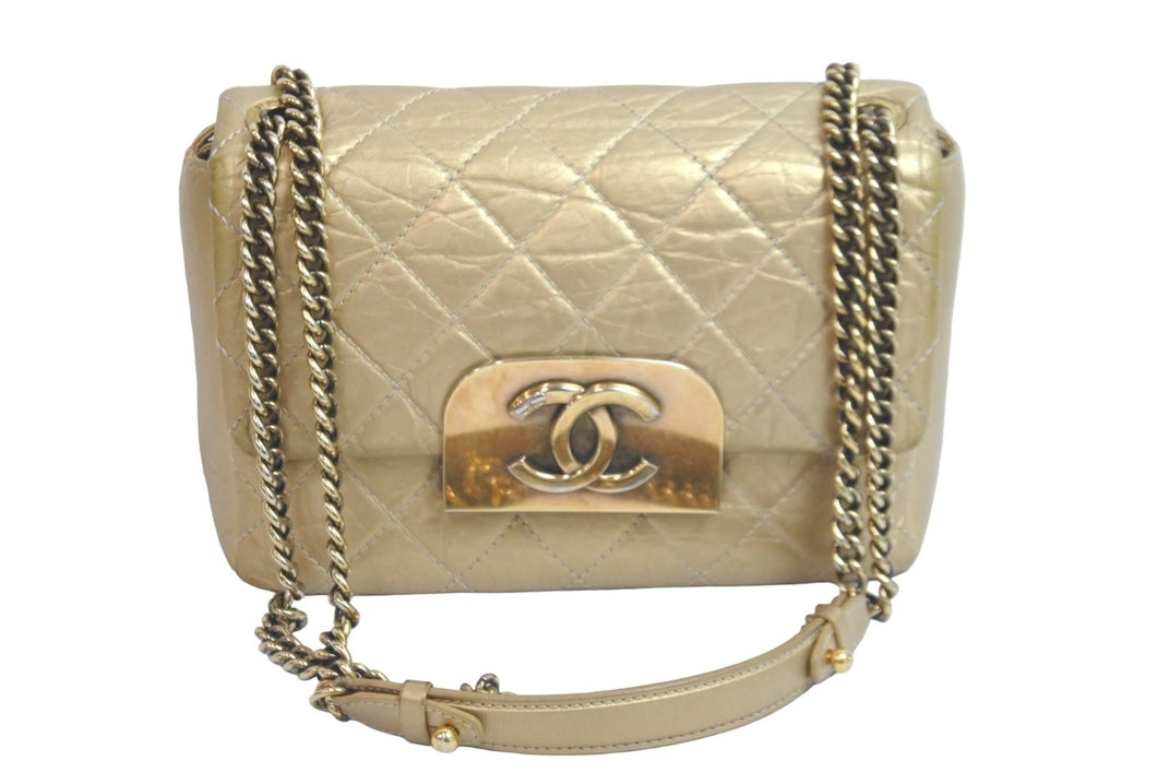 CHANEL シャネル チェーンショルダーバッグ マトラッセ ゴールド 17番台 ココマーク レザー 良品 中古 58516