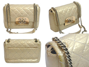 CHANEL シャネル チェーンショルダーバッグ マトラッセ ゴールド 17番台 ココマーク レザー 良品 中古 58516