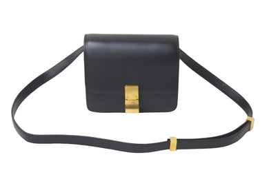 CELINE セリーヌ ショルダーバッグ クラシックボックススモール カーフスキン ブラック ゴールド金具 美品 中古 58526
