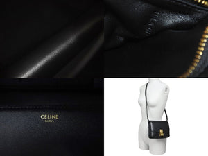 CELINE セリーヌ ショルダーバッグ クラシックボックススモール カーフスキン ブラック ゴールド金具 美品 中古 58526