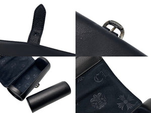 極美品 CHROME HEARTS クロムハーツ ウォッチケース ジュエリーロール スクロールラベル セメタリークロス ブラック 中古 58658