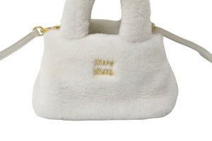 MIUMIU ミュウミュウ シープファー ハンドバッグ ホワイト BA256_2F41_F0009_V_TOO ゴールド金具 美品 中古 58664