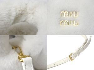 MIUMIU ミュウミュウ シープファー ハンドバッグ ホワイト BA256_2F41_F0009_V_TOO ゴールド金具 美品 中古 58664