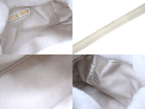 MIUMIU ミュウミュウ シープファー ハンドバッグ ホワイト BA256_2F41_F0009_V_TOO ゴールド金具 美品 中古 58664