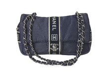 Load image into Gallery viewer, CHANEL シャネル チェーンショルダーバッグ スポーツライン ココマーク 9番台 2005年 ファブリック ネイビー 美品 中古 58676