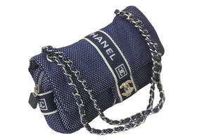 CHANEL シャネル チェーンショルダーバッグ スポーツライン ココマーク 9番台 2005年 ファブリック ネイビー 美品 中古 58676