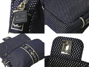 CHANEL シャネル チェーンショルダーバッグ スポーツライン ココマーク 9番台 2005年 ファブリック ネイビー 美品 中古 58676