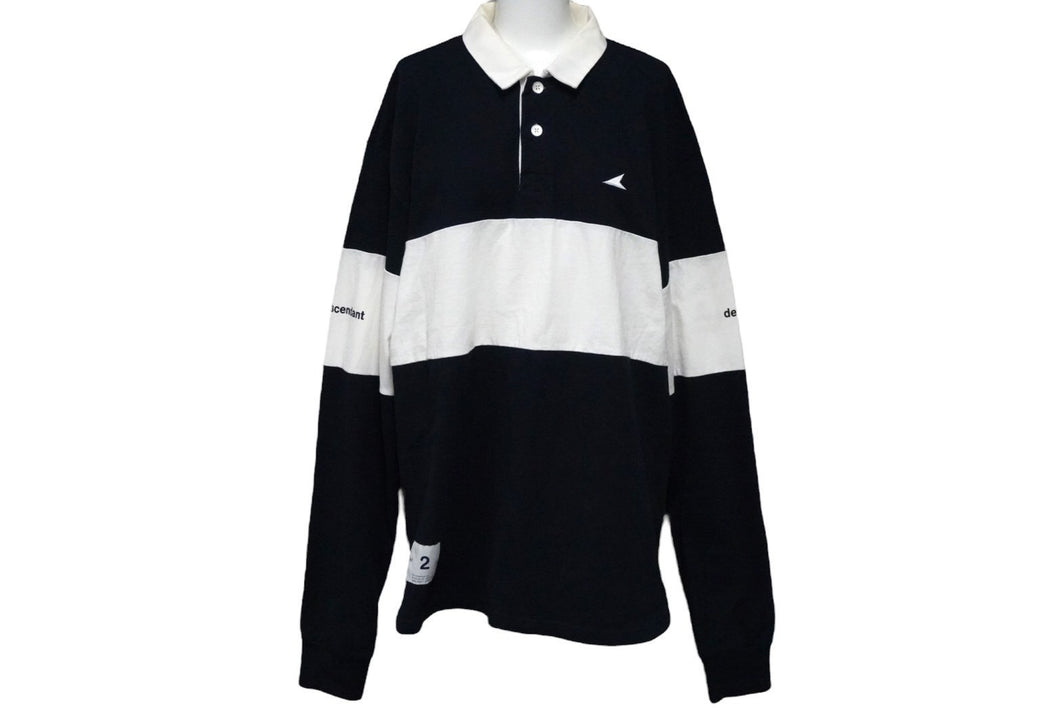 DESCENDANT ディセダント 長袖Ｔシャツ パドル ポロシャツ 18SS サイズ2 ホワイト ネイビー 181ATDS-CSM09 美品 中古 58728