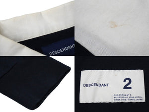 DESCENDANT ディセダント 長袖Ｔシャツ パドル ポロシャツ 18SS サイズ2 ホワイト ネイビー 181ATDS-CSM09 美品 中古 58728